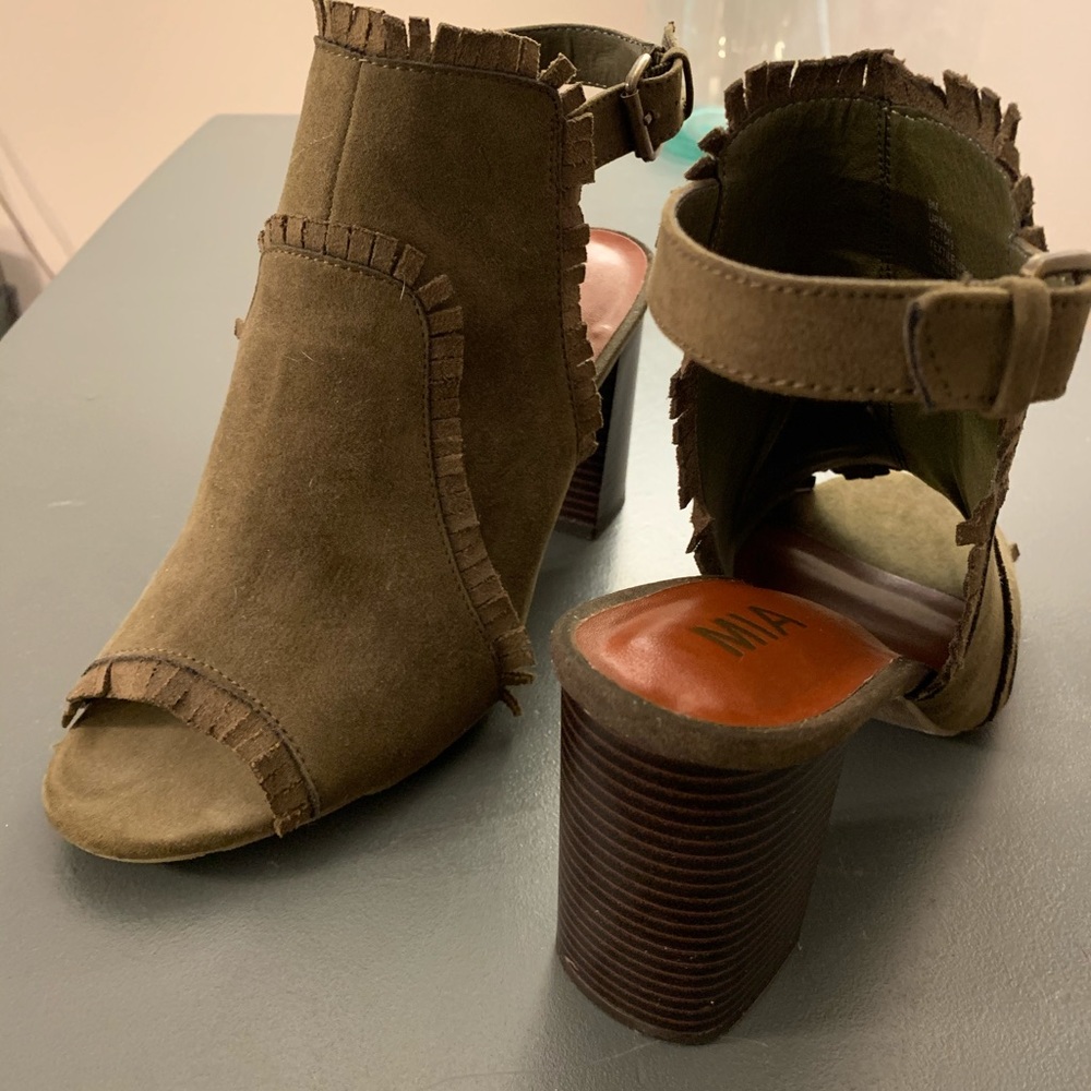 Olive green ankle booties
